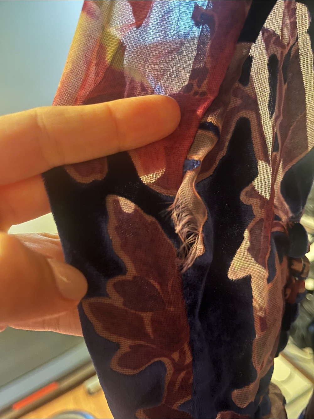 Rat and boa Navy Velvet Floral Button-Front mini dress - Picture 4 of 6
